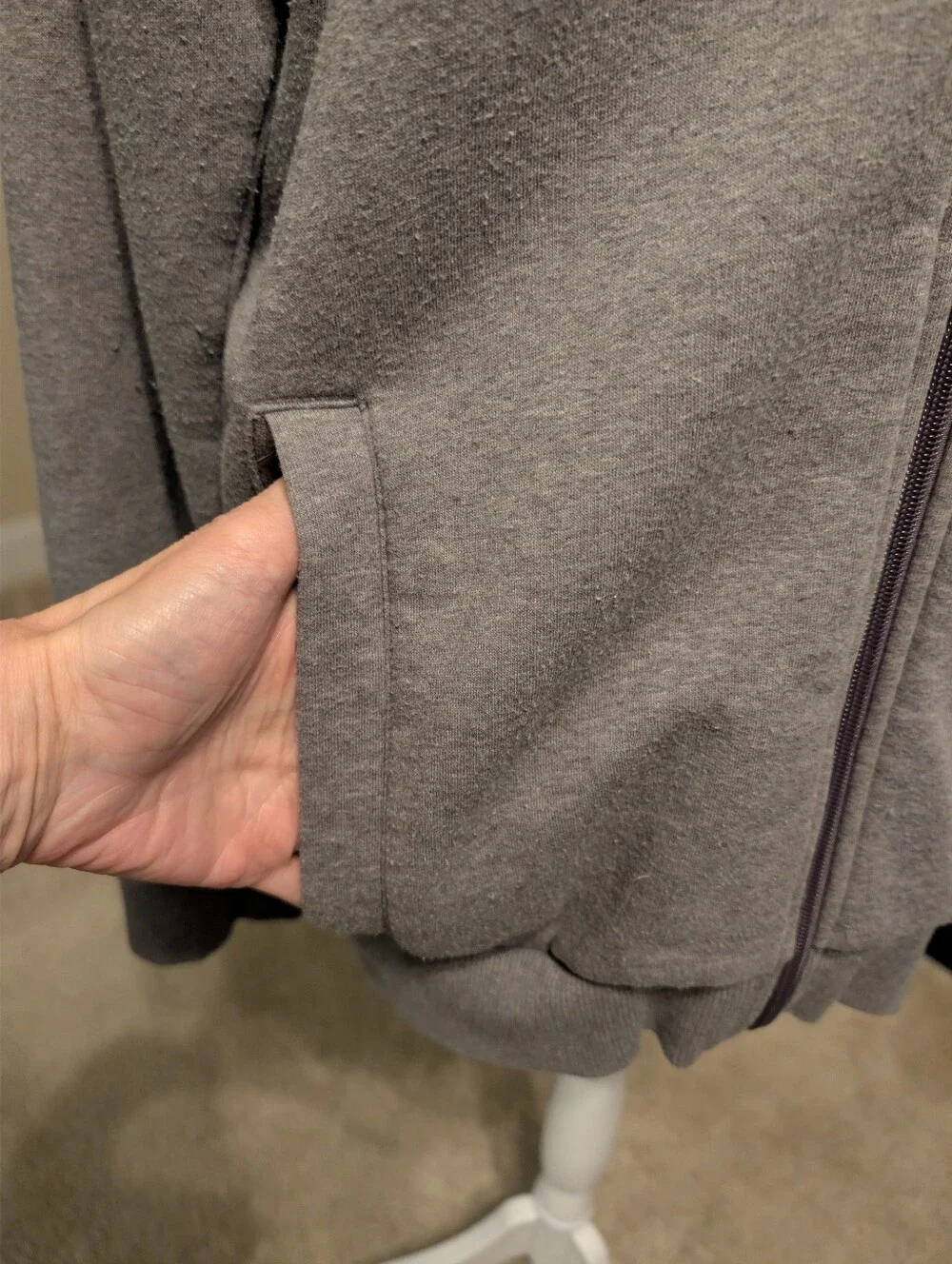 Calvin Klein Soft Touch Fleece Gray Zip-Up Jacket - Picture 5 of 14